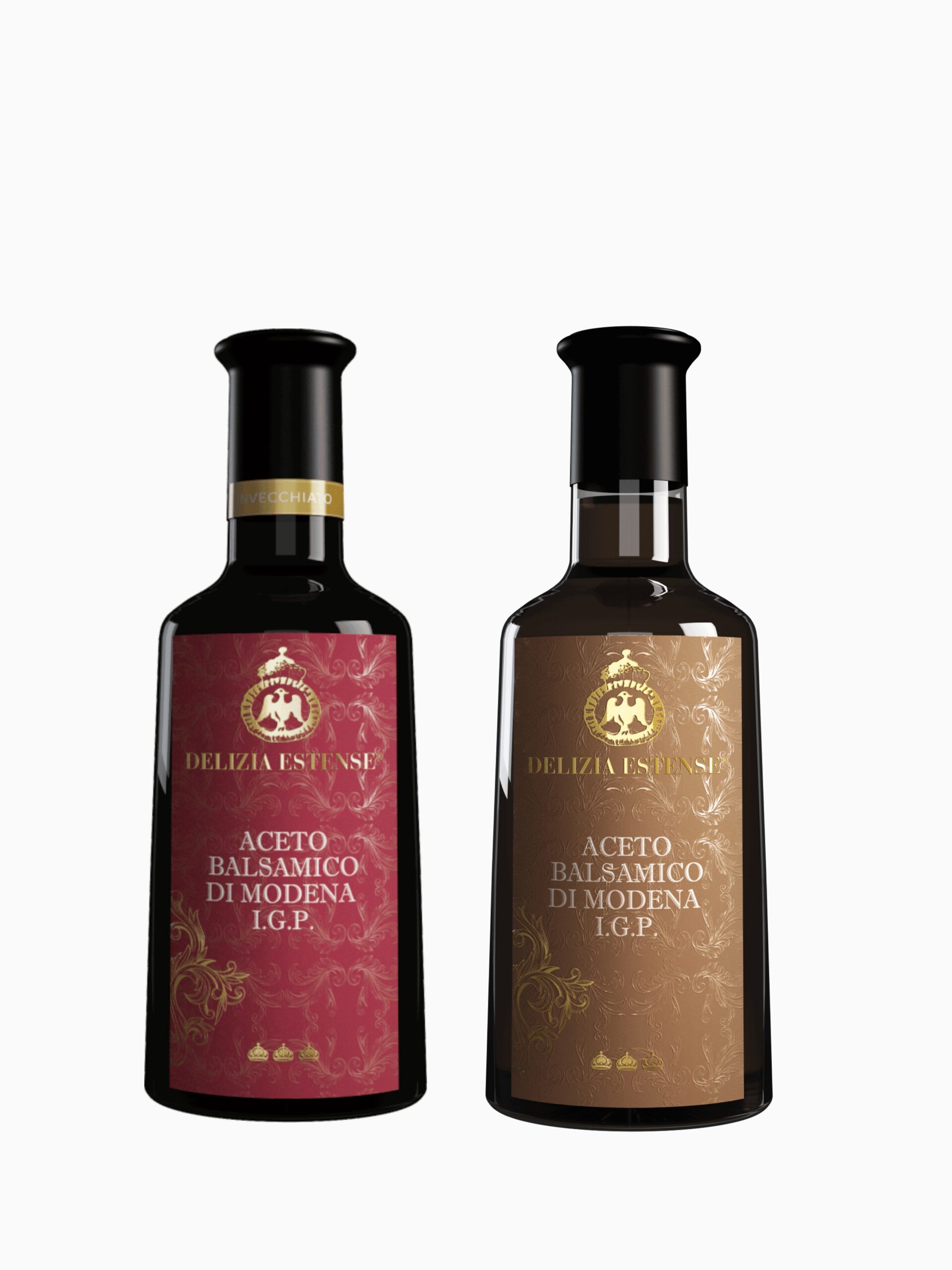 Balsamico-Set Delizia Estense aus Modena mit Etichetta Rossa und Etichetta Bronzo, je 25 cl